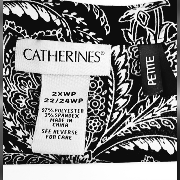 Catherines Women's Button Front Top Knotched Neck Short Seeves Sz 2X 22WP/24WP - Picture 5 of 8